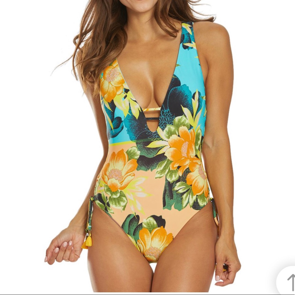 Lucky Brand Tropical Paradise One Pieces Swimsuit